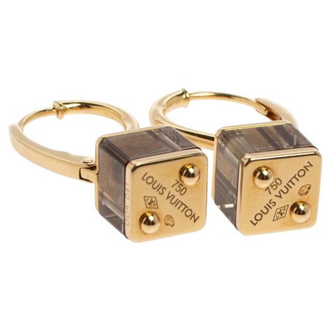 Louis Vuitton Emprise Cube Smoky Quartz 18k Yellow Gold Drop 